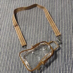 Clear Crossbody Bag with Brown Strap